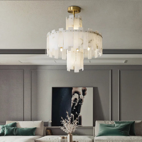 lustre suspension élégant en marbre naturel led postmoderne pour villa - vue 5 sur 14