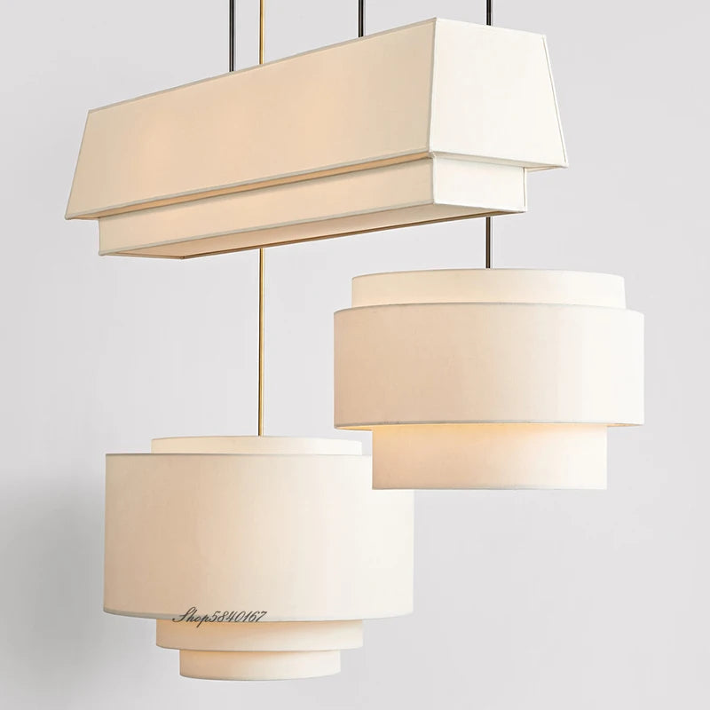 Lustre japonais tissu modernes LED - vue 2 sur 13