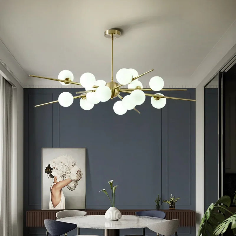 lustre moderne led en verre boule pour décoration maison - vue 3 sur 9