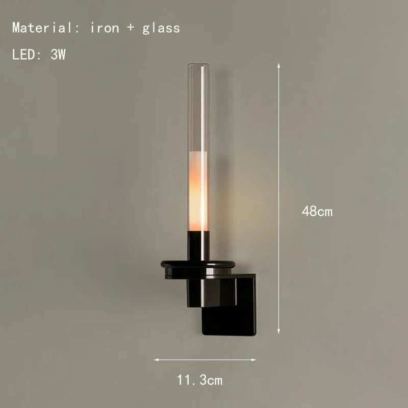 Applique murale en verre transparent et métal noir - vue 7 sur 7