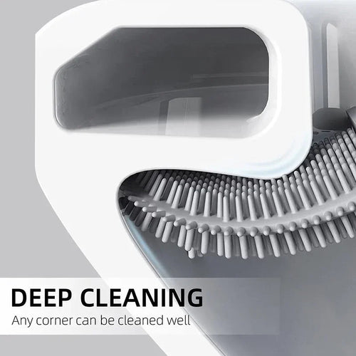 brosse de toilette en silicone avec support mural et long manche - vue 4 sur 10