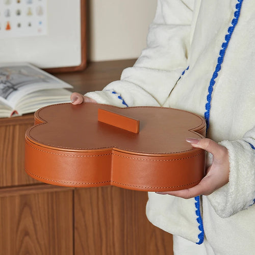 boîte de rangement ronde en cuir haut de gamme pour bijoux et objets décoratifs - vue 2 sur 7