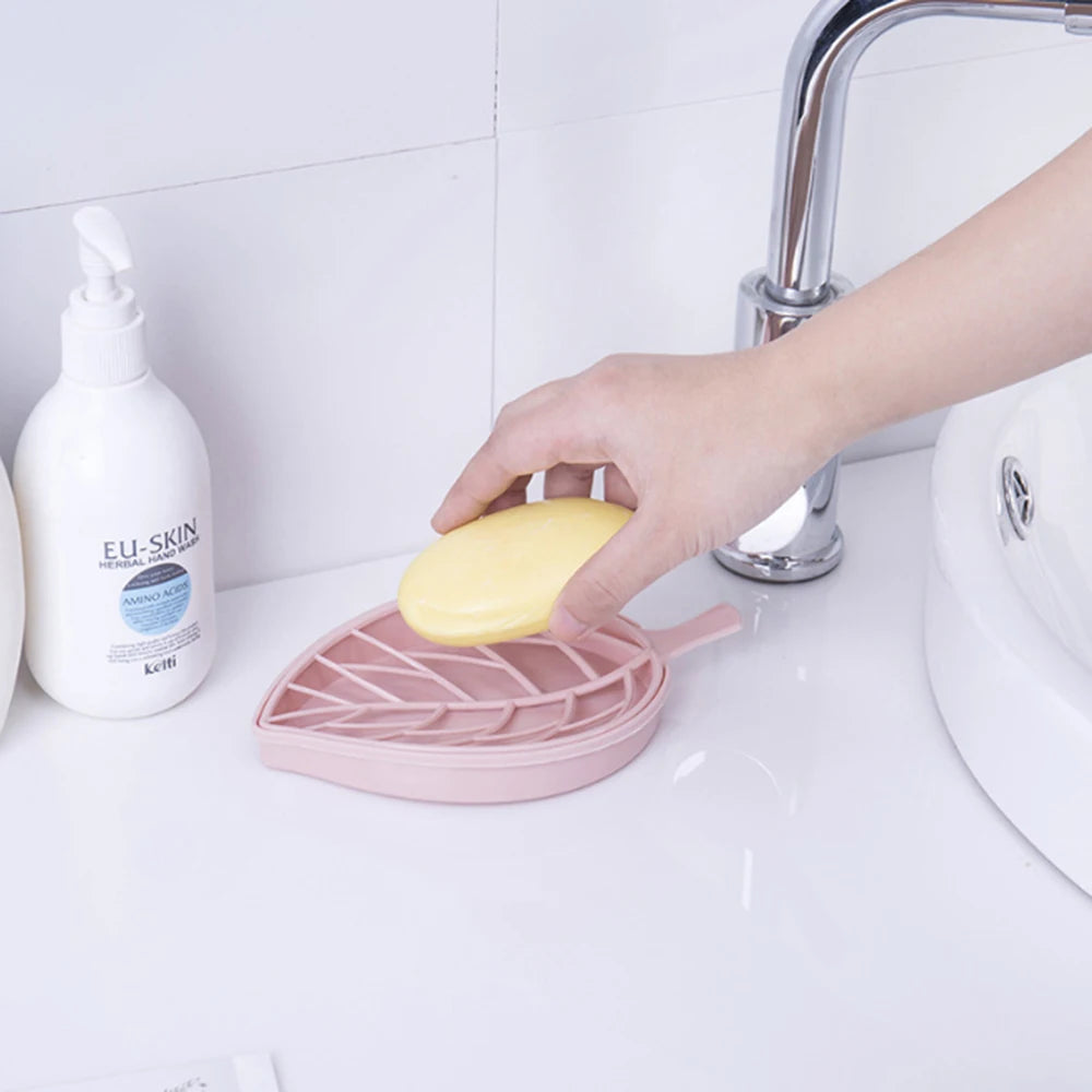 boîte à savon double couche en forme de feuille portable - vue 6 sur 8