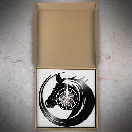 horloge murale vinyle cheval décoration équestre artisanale cadeau unique - vue 10 sur 22