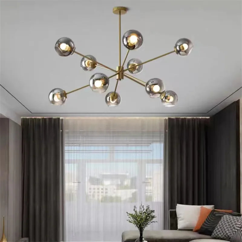 lustre industriel rétro en verre pour décoration intérieure - vue 4 sur 7