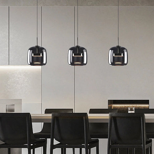 suspension moderne en verre noir pour décoration intérieure - vue 2 sur 9