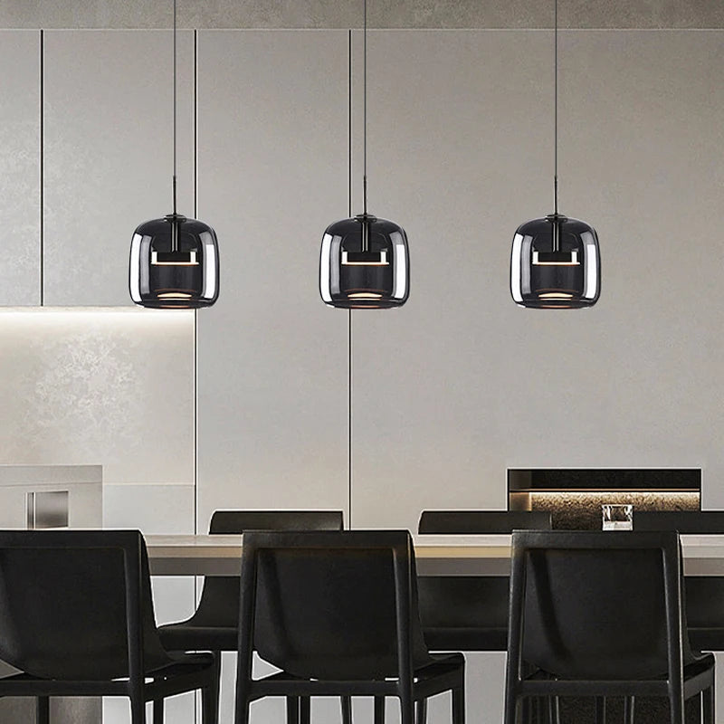 suspension moderne en verre noir pour décoration intérieure - vue 1 sur 9