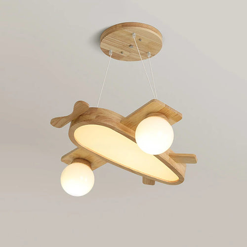 suspension en bois massif motif avion pour enfants - vue 2 sur 8