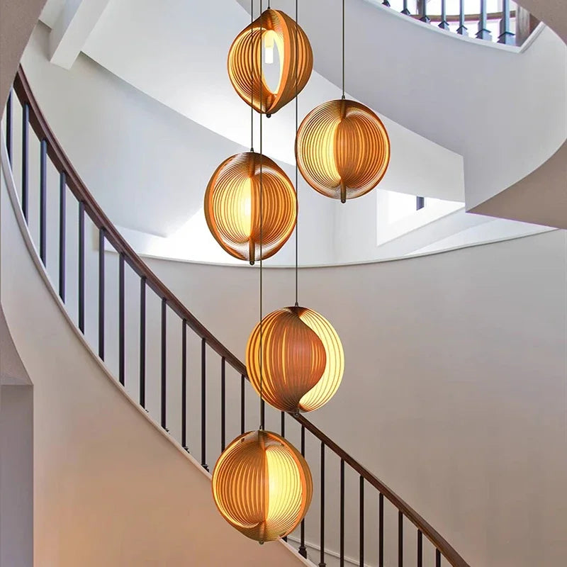 suspension en bois wabi sabi pour décoration intérieure moderne - vue 4 sur 22