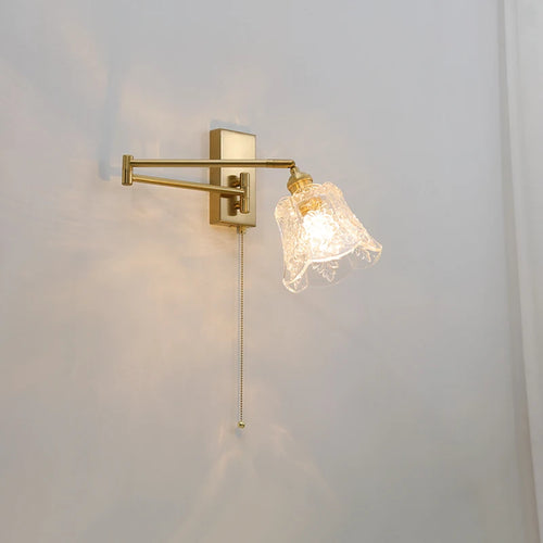 IWHD tirer chaîne verre applique murale LED applique bras gauche droite rotation chambre salon lumières nordique moderne à côté lampe Wandlamp - vue 7 sur 23