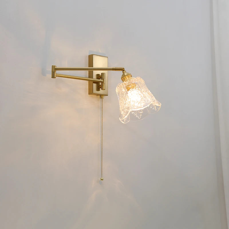 IWHD tirer chaîne verre applique murale LED applique bras gauche droite rotation chambre salon lumières nordique moderne à côté lampe Wandlamp - vue 6 sur 23