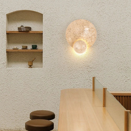 applique murale led en pierre naturelle ronde art déco - vue 5 sur 7