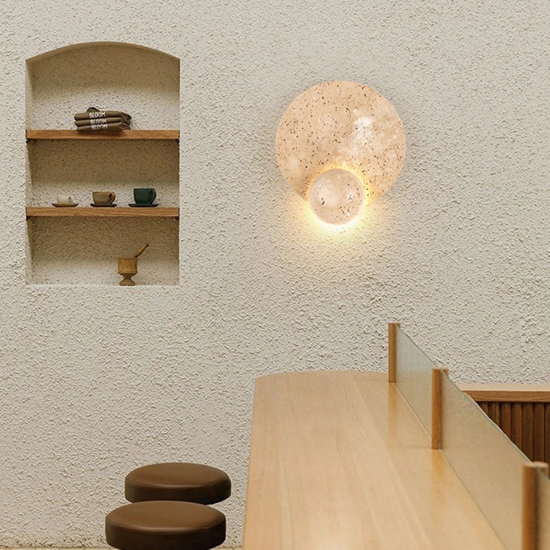 applique murale led en pierre naturelle ronde art déco - vue 4 sur 7