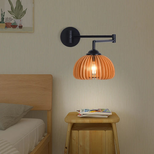 applique murale rotative en bois avec bras pivotant réglable - vue 2 sur 18