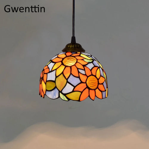 suspension en verre teinté style tiffany pour décoration moderne - vue 11 sur 14