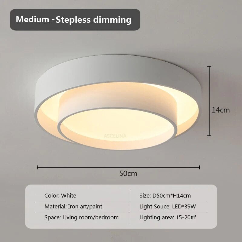 Plafonnier moderne led minimaliste blanc double rond - vue 17 sur 18