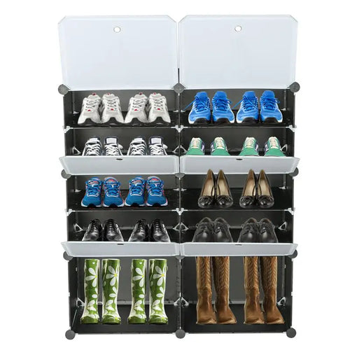 organisateur pliable pour chaussures avec couvercle transparent et compartiments - vue 11 sur 11