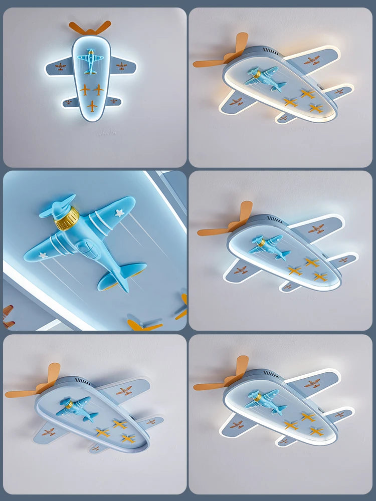 lustre avion dessin animé pour chambre d'enfant protection des yeux - vue 6 sur 7