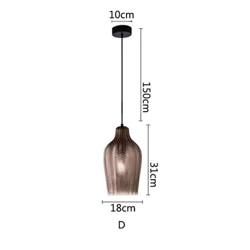 Suspension nordiques en verre ambre lampe suspendue Luminaires de cuisine E27 Restaurant chambre chevet décor lampe Luminaires - vue 14 sur 14