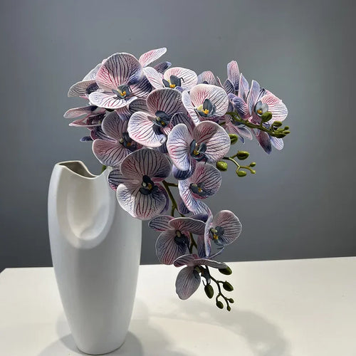 fleurs artificielles orchidée papillon en coton et silicone décoratives - vue 2 sur 12