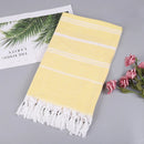 serviette de plage turque coton rayures franges rapide