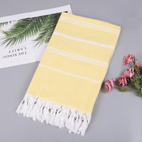 serviette de plage turque coton rayures franges rapide