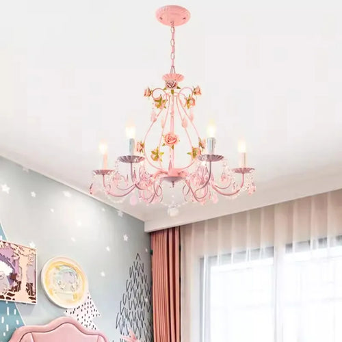 lustre en cristal bouquet floral style pastoral pour chambre d'enfant - vue 3 sur 7