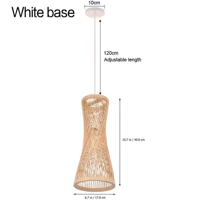 lustre en bambou et rotin tissé style japonais pour décoration - vue 13 sur 15