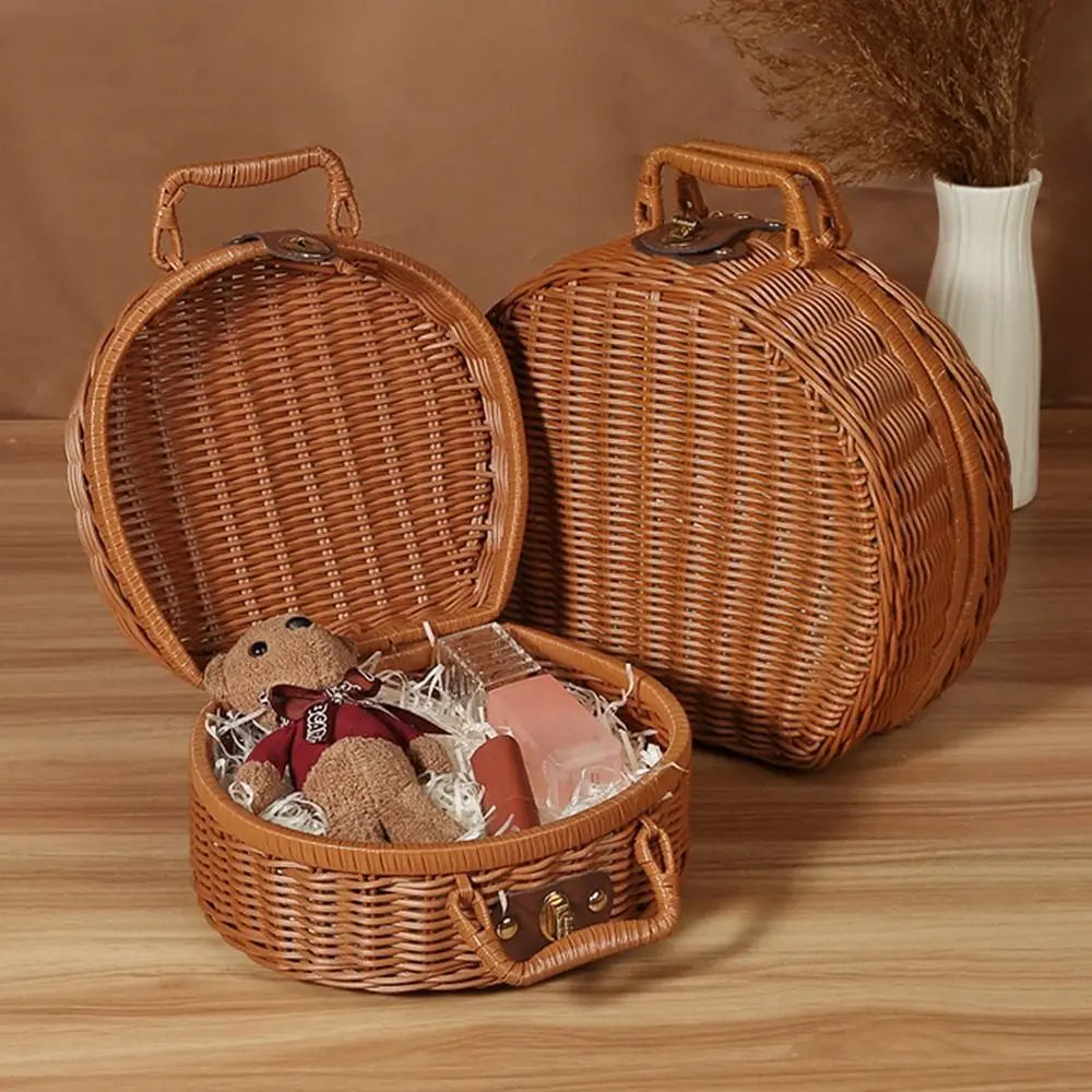 valise ronde en osier pour pique-nique pratique et résistante - vue 9 sur 9