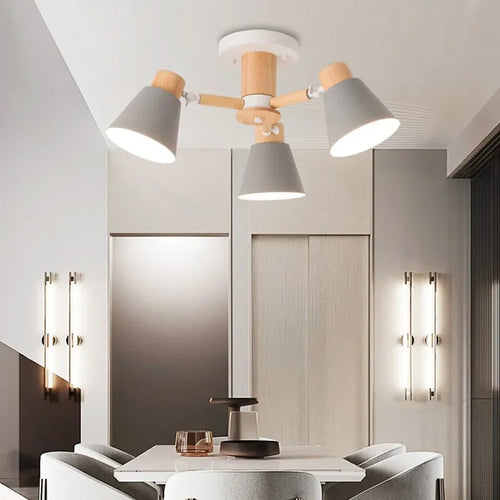 Plafonnier de Lustre LED en bois massif nordique pour/salon/chambre/Lhôtel Restaurant décoration de la maison lampes d'éclairage modernes - vue 2 sur 10