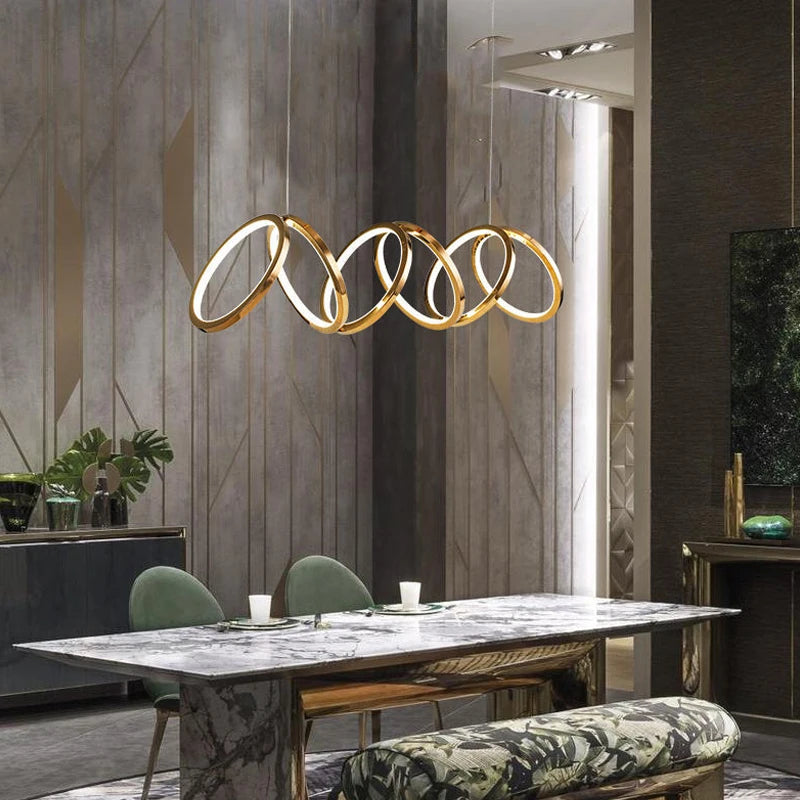 Anneau de luxe moderne suspension LED lumières pour salle à manger cuisine éclairage Lustre décor Lustre barre intérieure suspendus luminaires - vue 5 sur 9