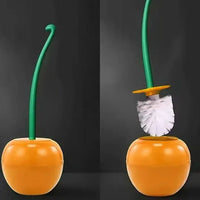 brosse de toilette cerise avec long manche et support créatif
