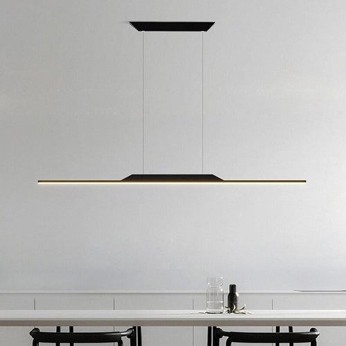 lustre suspension nordique ligne longue cuisine bar île éclairage - vue 6 sur 12