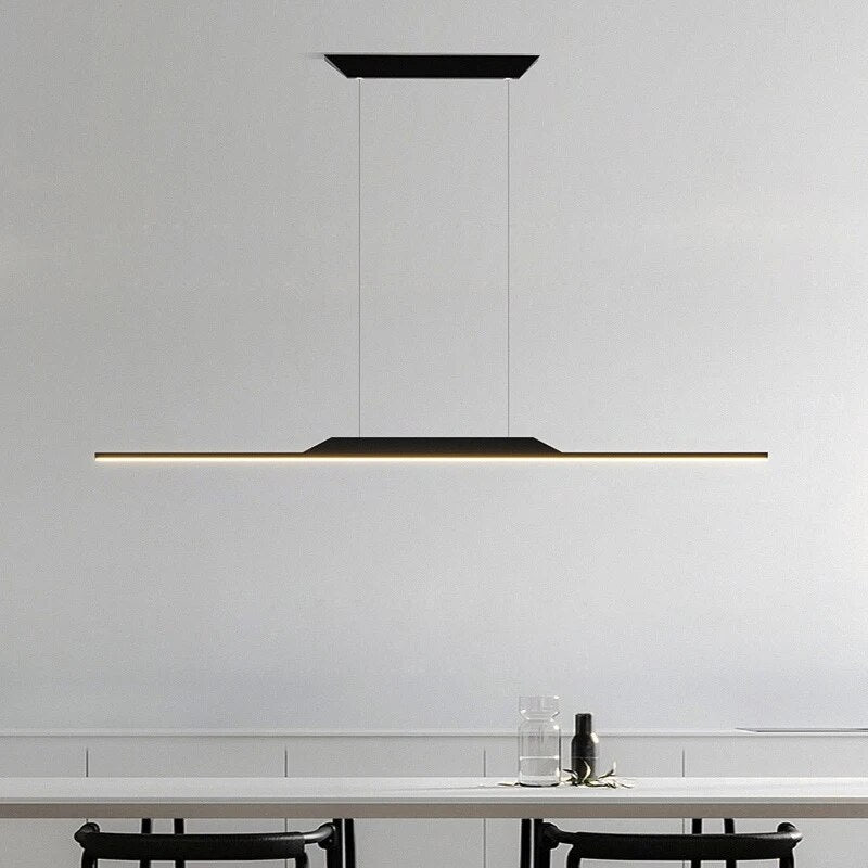 lustre suspension nordique ligne longue cuisine bar île éclairage - vue 5 sur 12