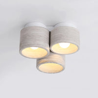Plafonnier Led moderne en pierre de Grain de bois à 3 têtes Wabi Sabi