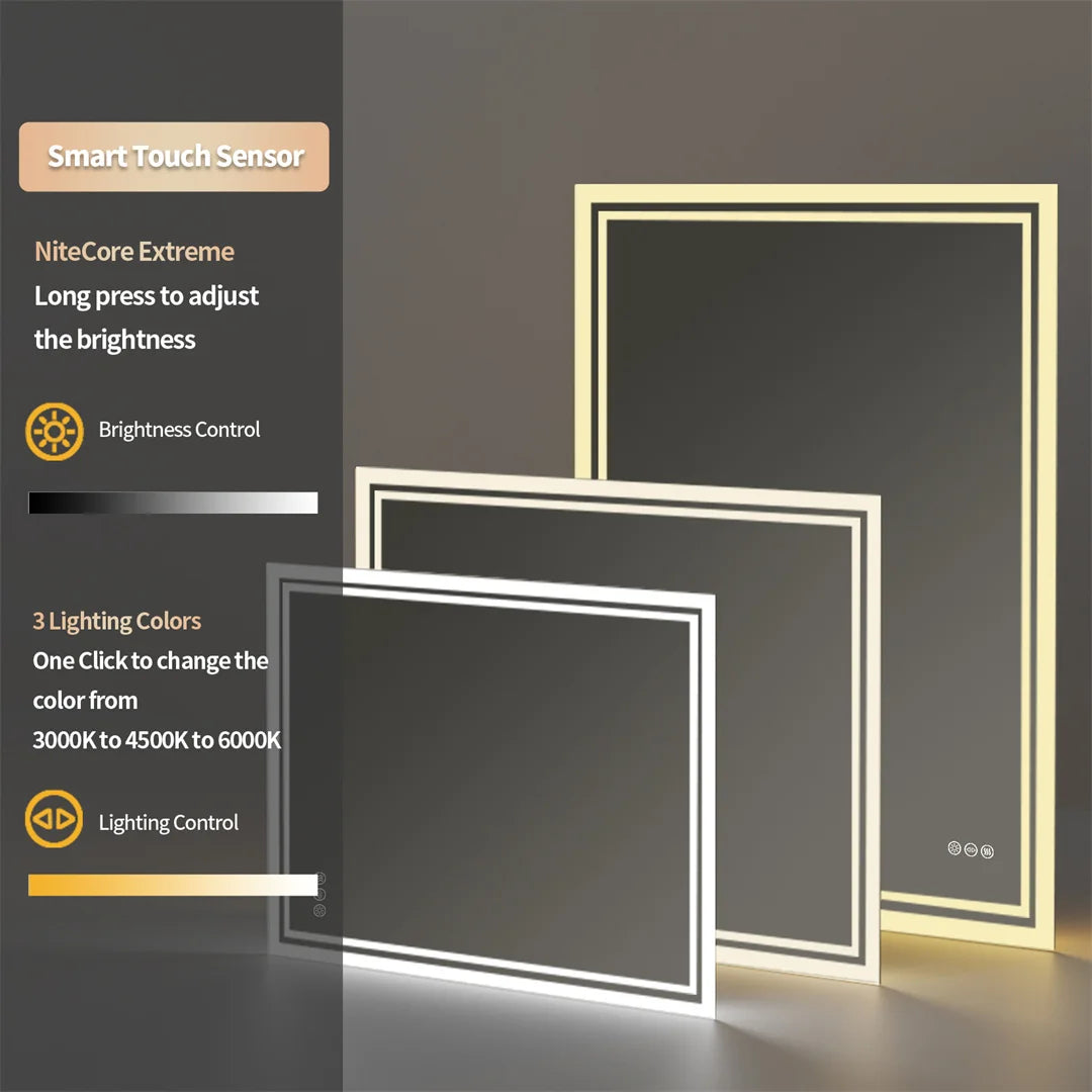 miroir rétroéclairé à led intensité variable antibuée sans cadre - vue 5 sur 7