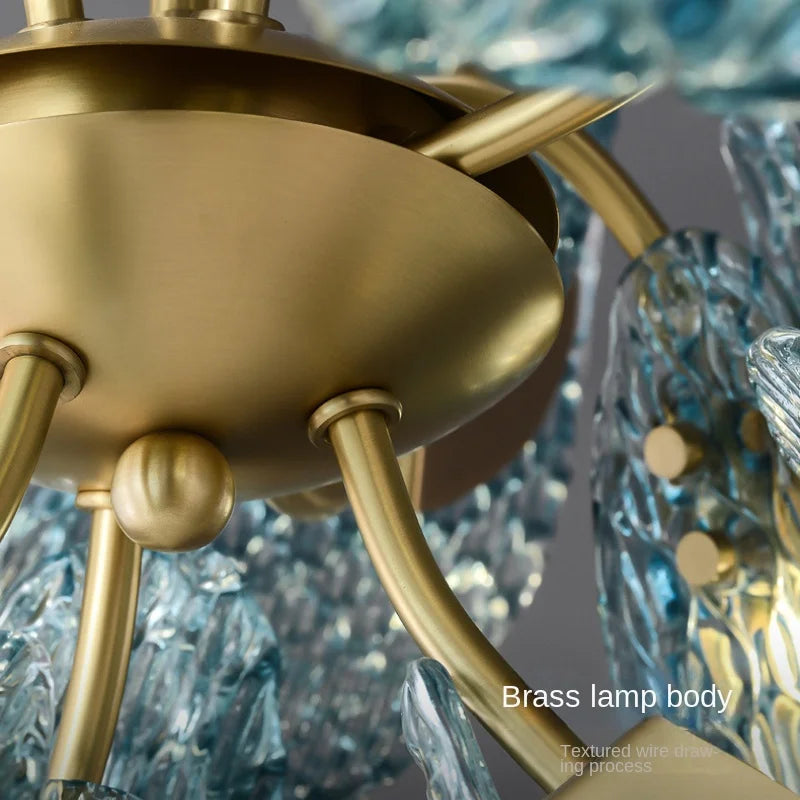 lustre de luxe moderne 2022 en laiton verre pour décoration maison - vue 5 sur 9