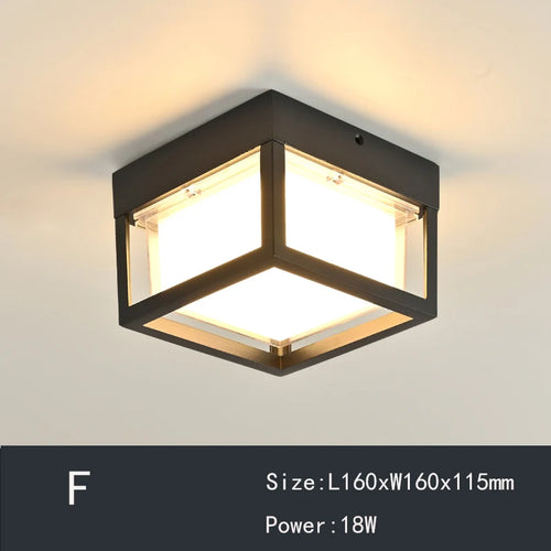 plafonnier étanche rond carré pour jardin balcon lumineux - vue 2 sur 12