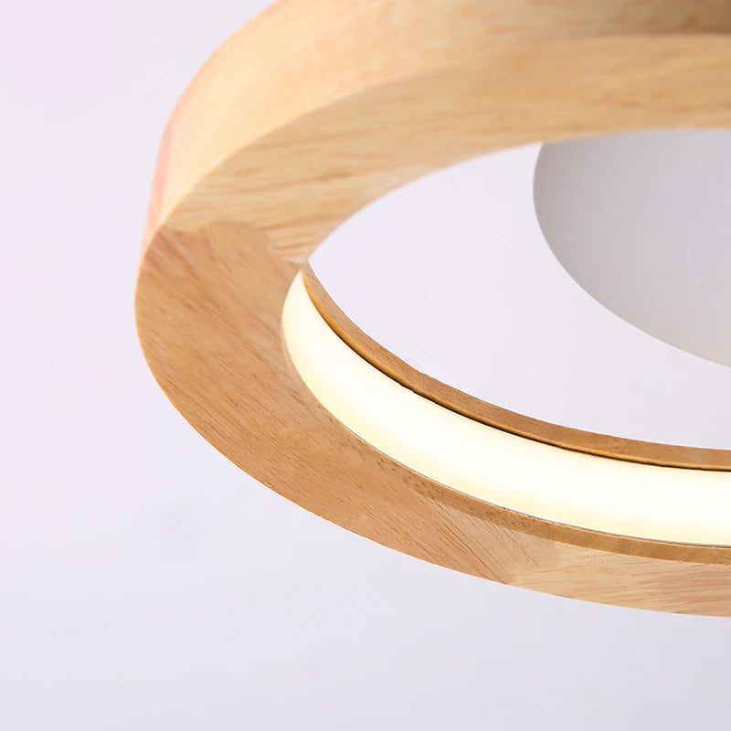 lustres modernes en bois avec lampes led nordiques - vue 4 sur 9