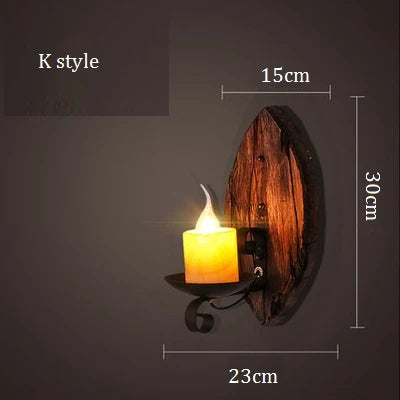 applique murale industrielle en bois style loft vintage - vue 10 sur 19