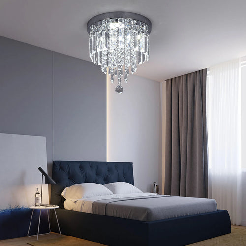 Plafonnier LED en cristal et acier inoxydable - vue 4 sur 10