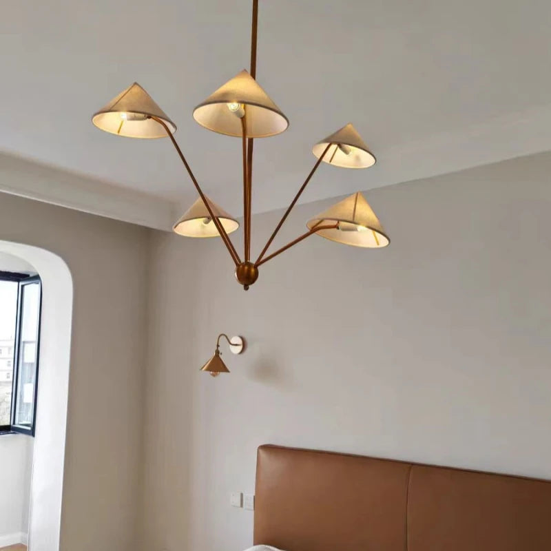 lustre moderne en tissu avec abat-jour créatif et éclairage led - vue 3 sur 7