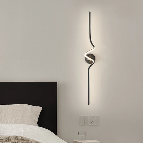Modern Black White Spiral Wall Lamps 75cm 95cm Long Living Room TV Background Wall Lights Simple Bedroom Bedside Light 220V - vue 2 sur 10