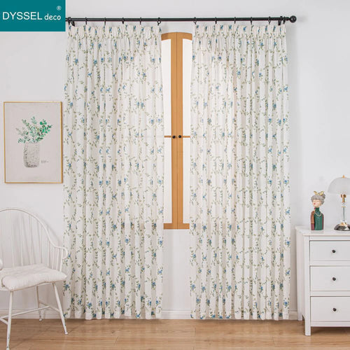 Rideau voile transparent motif floral style moderne salon - vue 4 sur 8