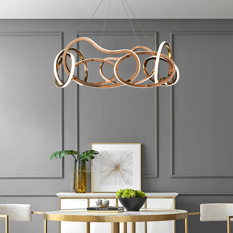 lustre moderne 	 avec lampes led suspendues en silicone - vue 4 sur 16