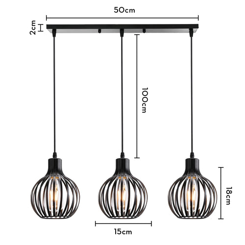 suspension industrielle rétro avec abat-jour géométrique moderne - vue 15 sur 15