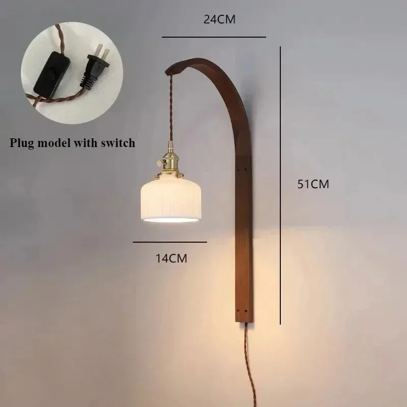 lampe moderne en bois de noyer avec lumière led décorative - vue 15 sur 21