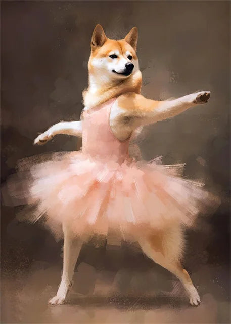 portraits de ballerine de chien art abstrait mural kawaii - vue 22 sur 26