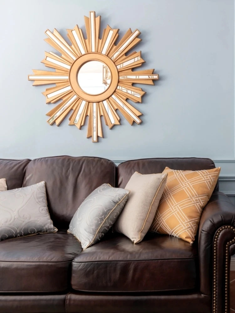 décoration murale miroir rond soleil lumineux luxe - vue 5 sur 5