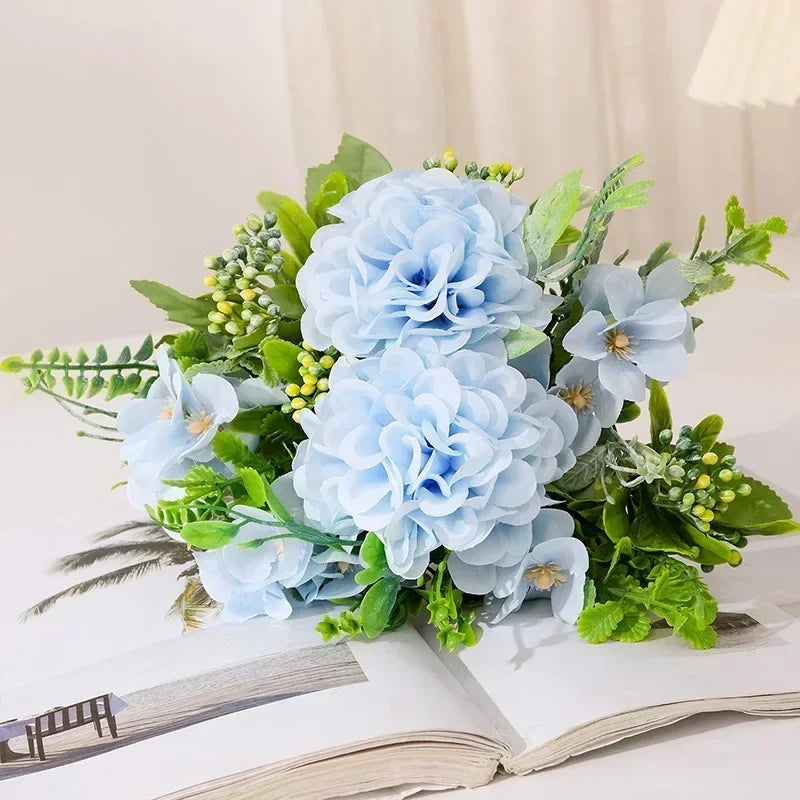 bouquet de chrysanthèmes en soie pour décoration de jardin - vue 1 sur 13